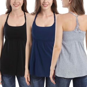 Maternity Nursing Tank Tops - Black, Navy, and Gray